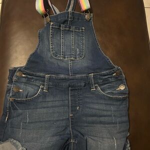 Denim Overalls with Rainbow Straps